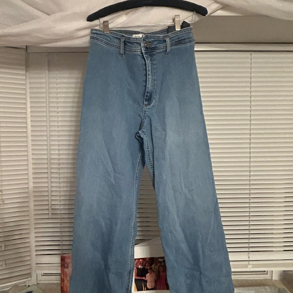 Zara Blue Flare Wide Leg Jeans